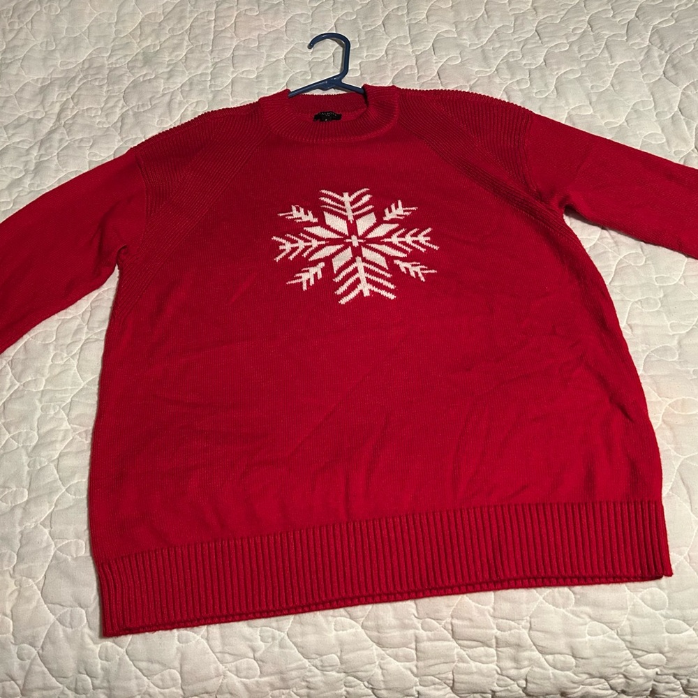 Talbots Red Crewneck Sweater with Snowflake Design- size X ( 14W or xl)